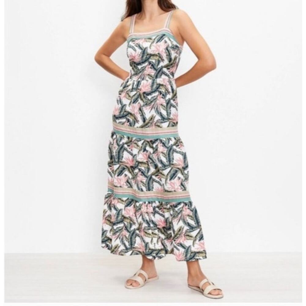 Loft tropical print maxi dress paradise sundress 6 vacation resort cruise